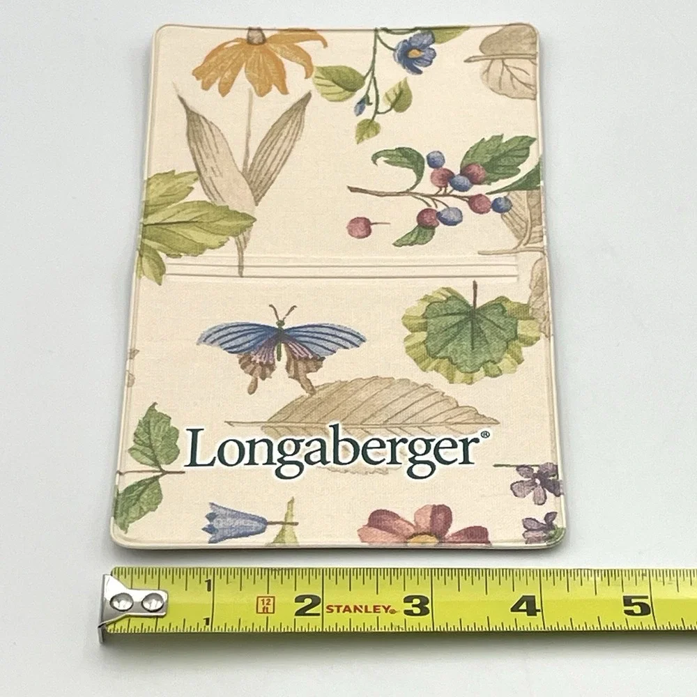 Longaberger Botanical Fields Notepad Holder Memo Pad Cover Floral Butterfly